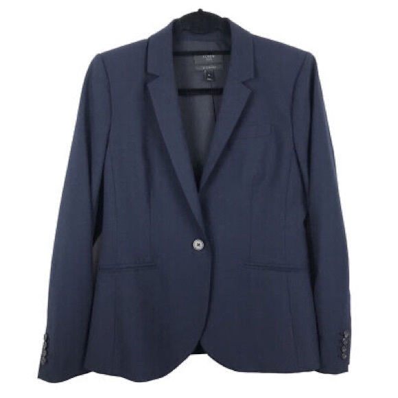 J CREW 1035 Tollegno 1900 Womens Jacket Navy Blazer - Picture 1 of 8
